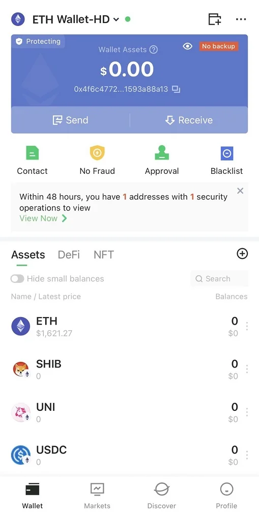 Giao diện ví HTX wallet